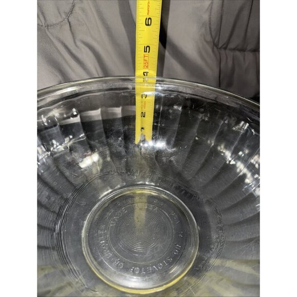 Pyrex 325 Clear Glass Mixing Bowl 2.5 Liter Large Ribbed w/rim VTG post-1970 - Picture 10 of 12